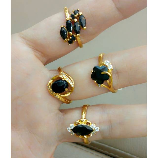 Cincin lapis emas/Cincin Xuping / cincin permata hitam /Cincin murah