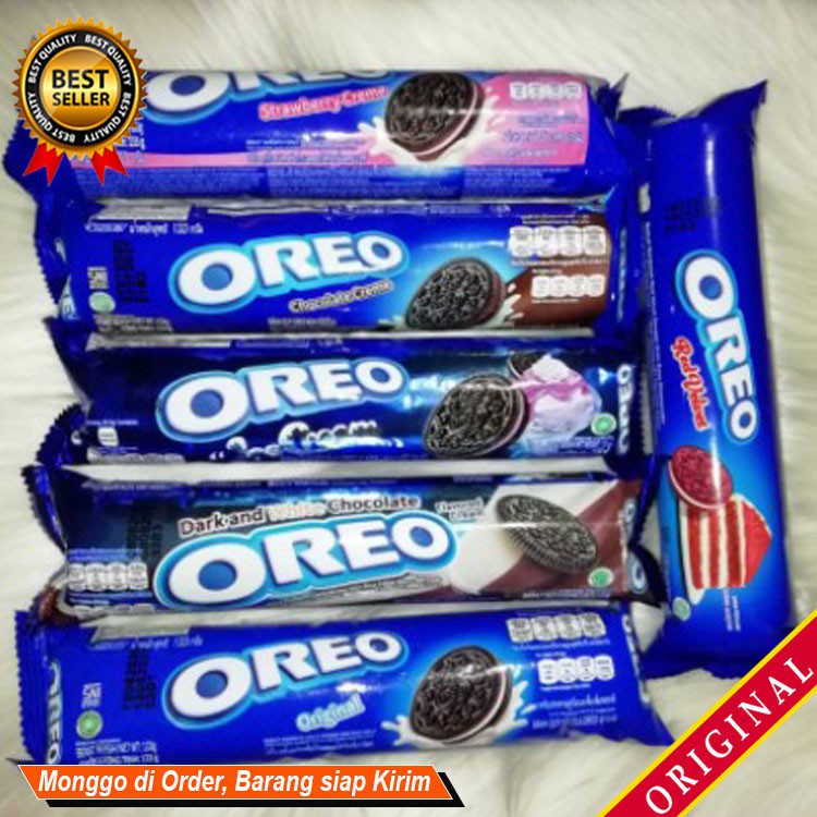 

Jajanan camilan keluarga Sajian bekal menyenangkan OREO Biskuit Sandwich coklat 133gr