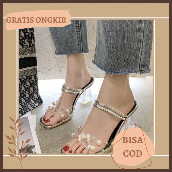 Sandal Heels Terbaru. High Heels Wanita Terbaru Sandal Andin. Hak Tahu Pendek Ry05 Sendal Kondangan 