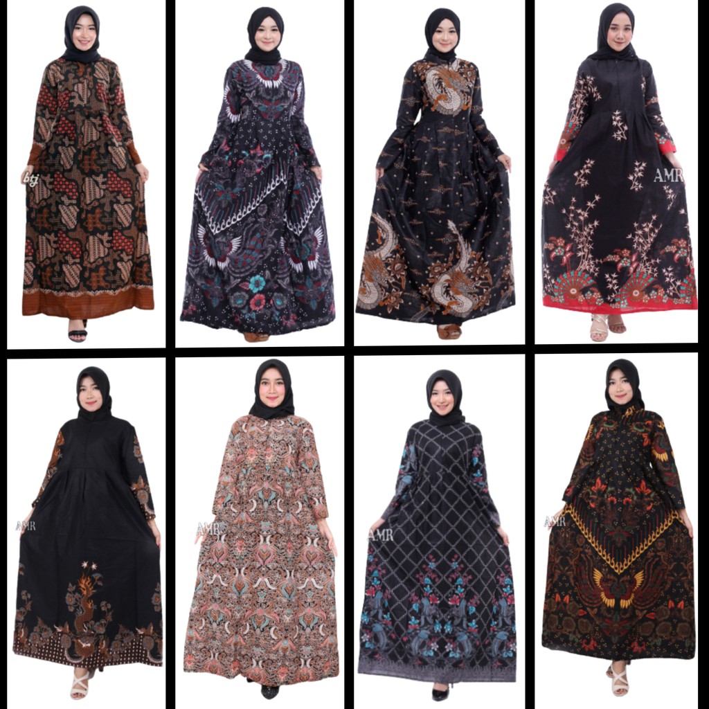 Batik Gamis Wanita LD 120, Gamis Batik Jumbo, Gamis Batik Kombinasi, Gamis Modern,Dress Batik Wanita