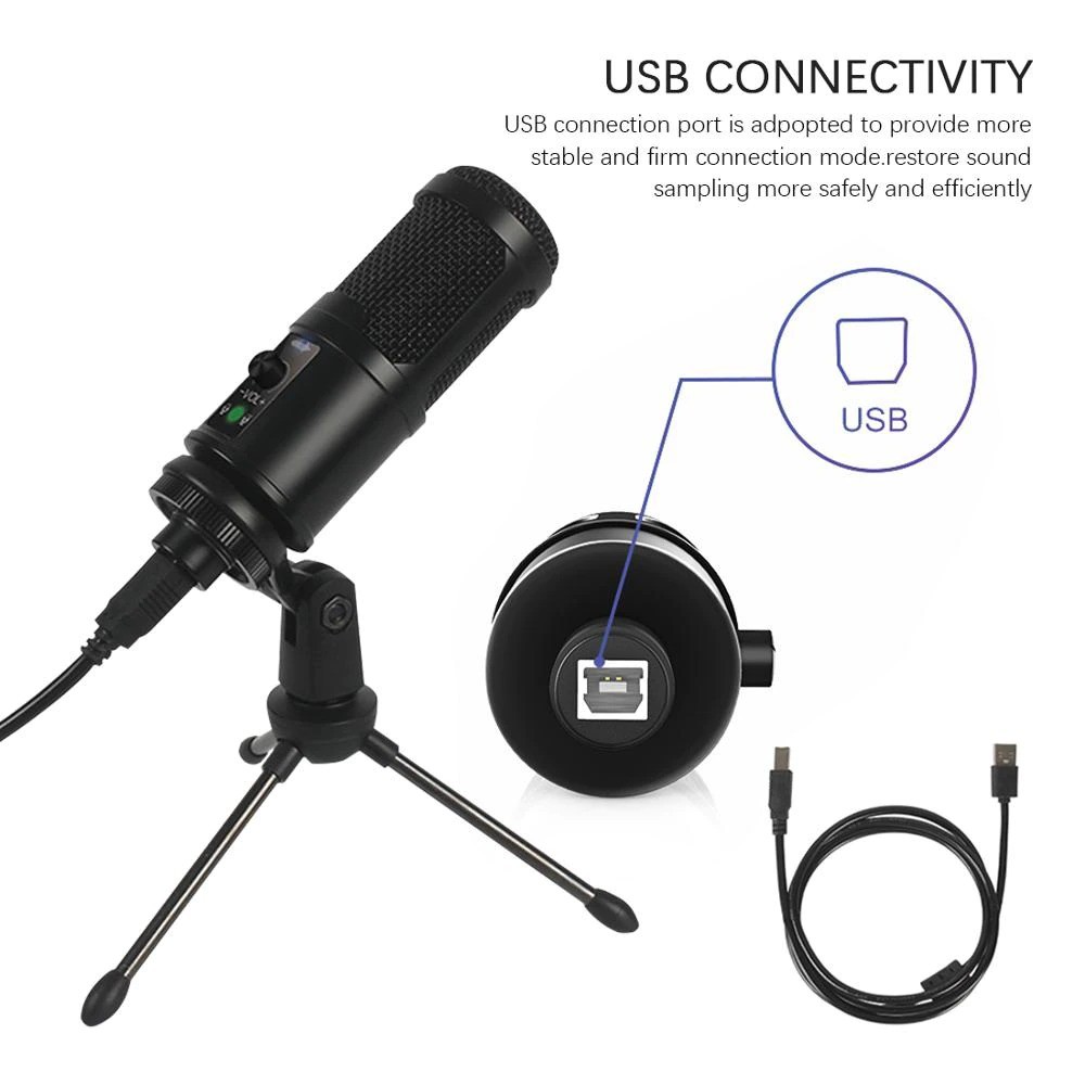 Mic BM 65 Microphone Condenser USB DJ Live Recording dengan Stand Mic