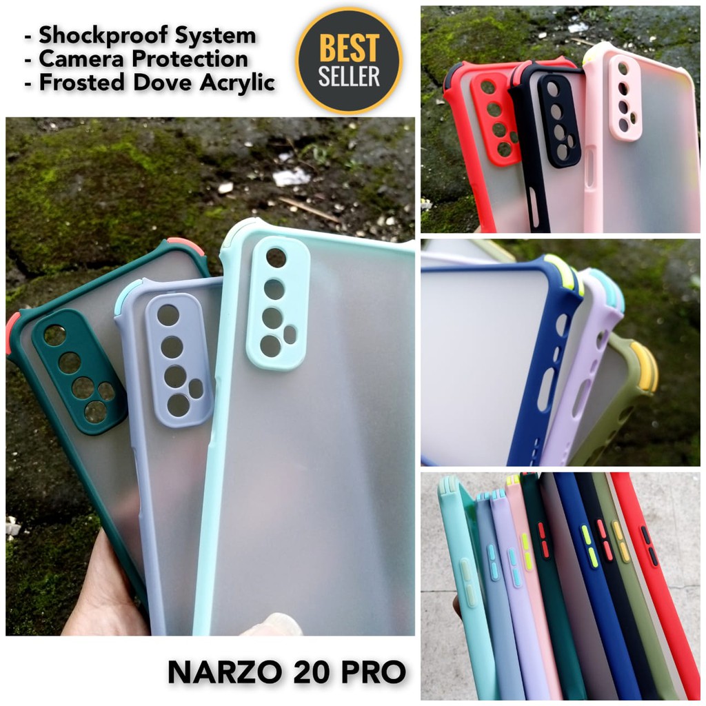 Shockproof Case Realme Narzo 30A 20 pro 7i Akrilik Dove Matte + 360 Camera Protection Super Hits