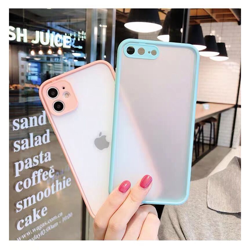 Hard Case Bahan Karet Silikon Matte Warna Kontras Untuk Iphone X Xs Max Xr 11 Pro Max 6 6s 7 8 Plus