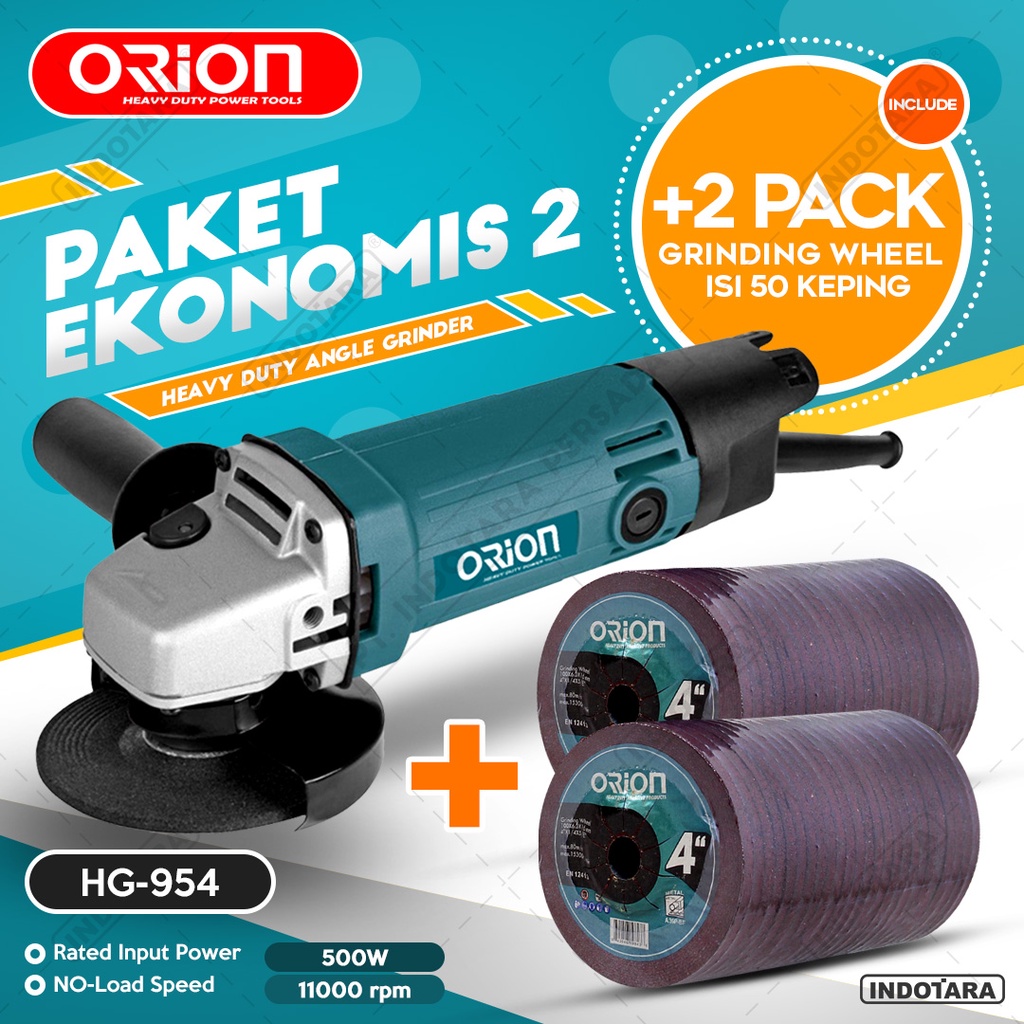 Paket Ekonomis 2 - Gerinda Tangan Orion HG954 - 2 Pack Mata Gerinda Poles