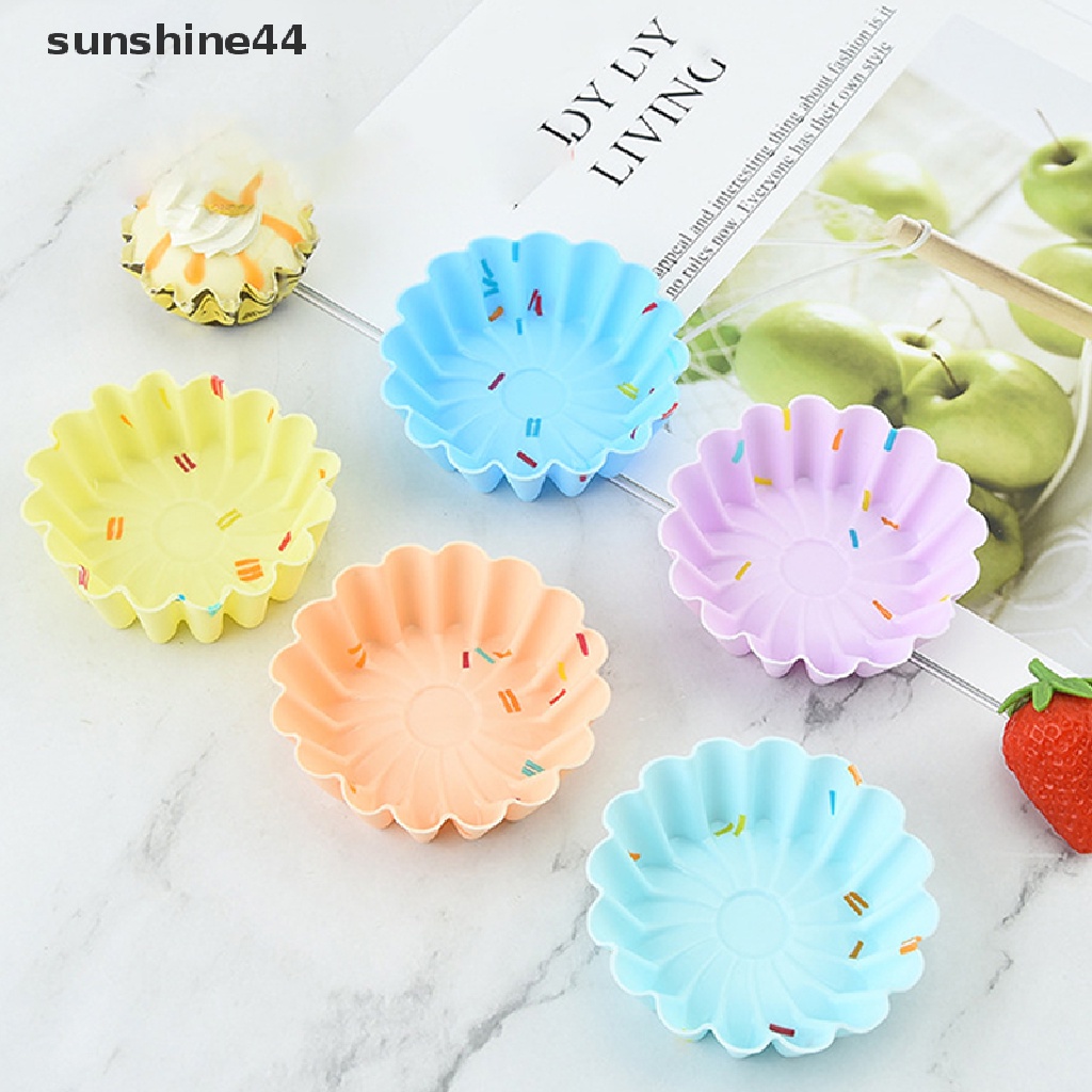 Sunshine 5Pcs / Set Cetakan Cupcake / Muffin Bentuk Bulat / Kotak / Hati 3D Bahan Silikon Untuk Dekorasi DIY