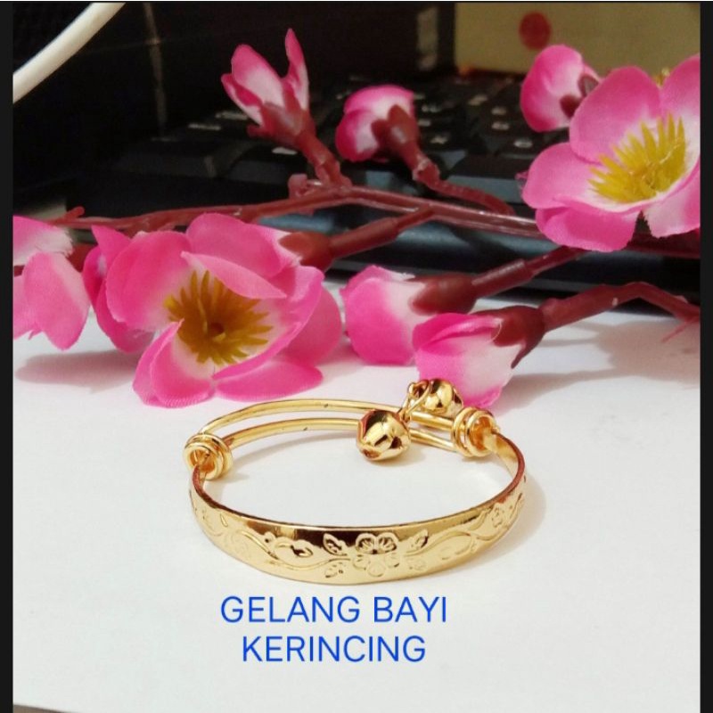 gelang kerincing bayi, gelang mirip mas asli,gelang berlapis emas 24 k