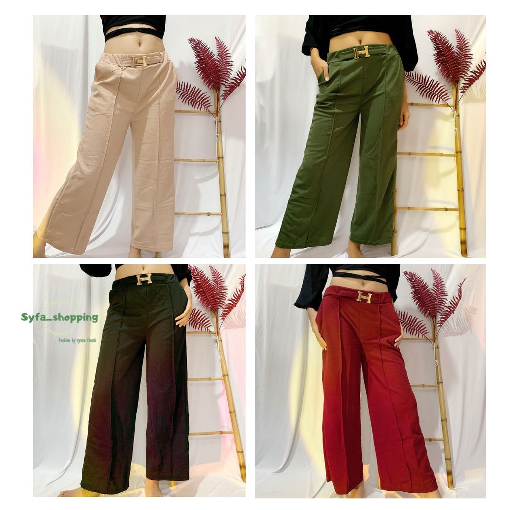 Celana kulot- ikat pinggang Hermes-Celana kulot wanita-Celana panjang