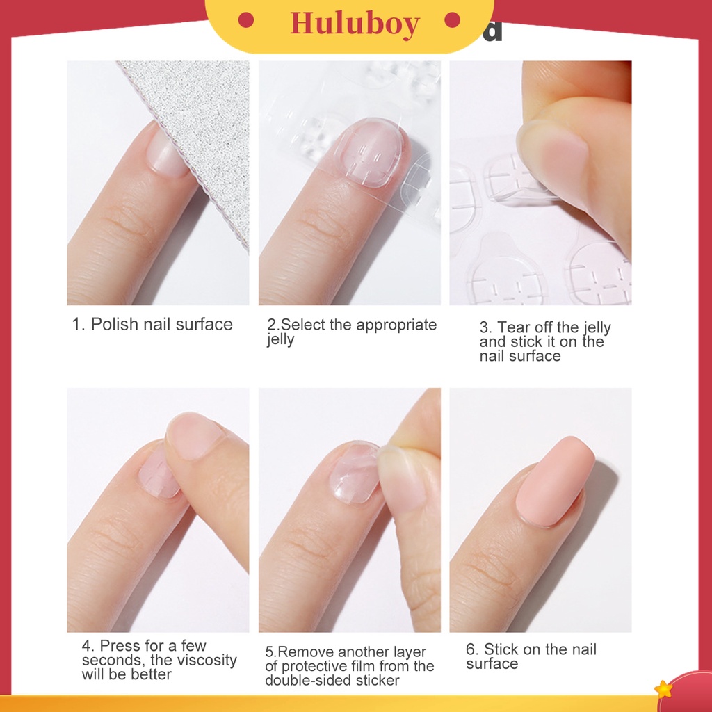 Huluboy Huluboy♡ 240pcs / Set Stiker Lem Gel Jelly Dua Sisi Ultra Tipis Untuk Kuku Palsu Wanita