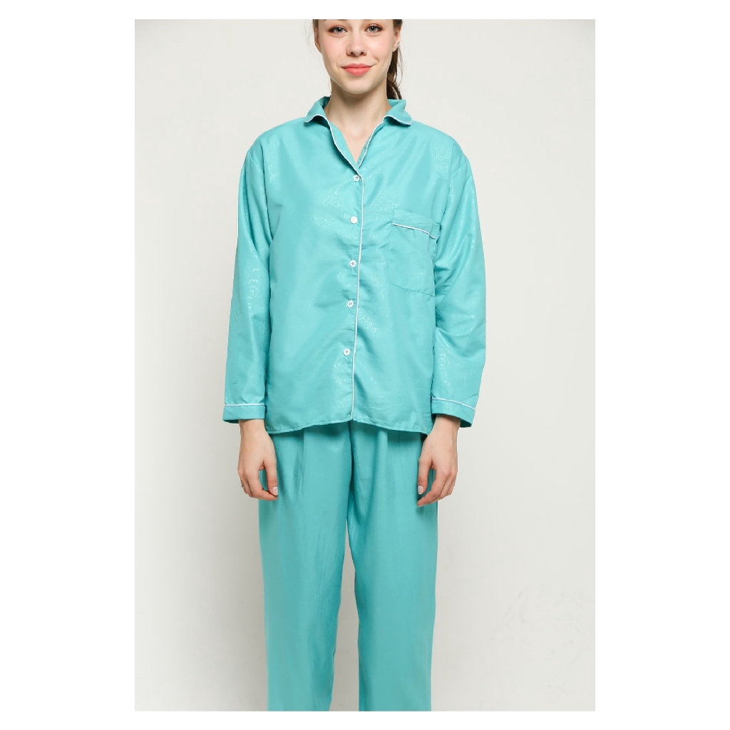 FortKlass Piyama Satin Embos Sleepwear Stelan Baju Tidur Lengan Panjang Celana Panjang-2