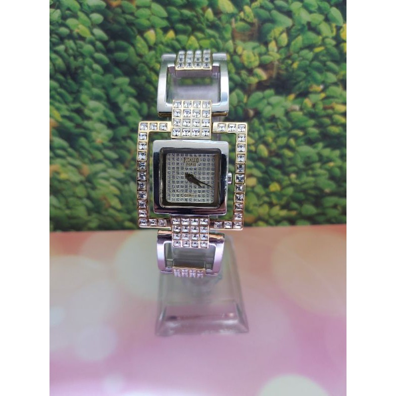 jam tangan wanita cewe picallo rantai fashion diamond kotak stainless steel original paris anti air