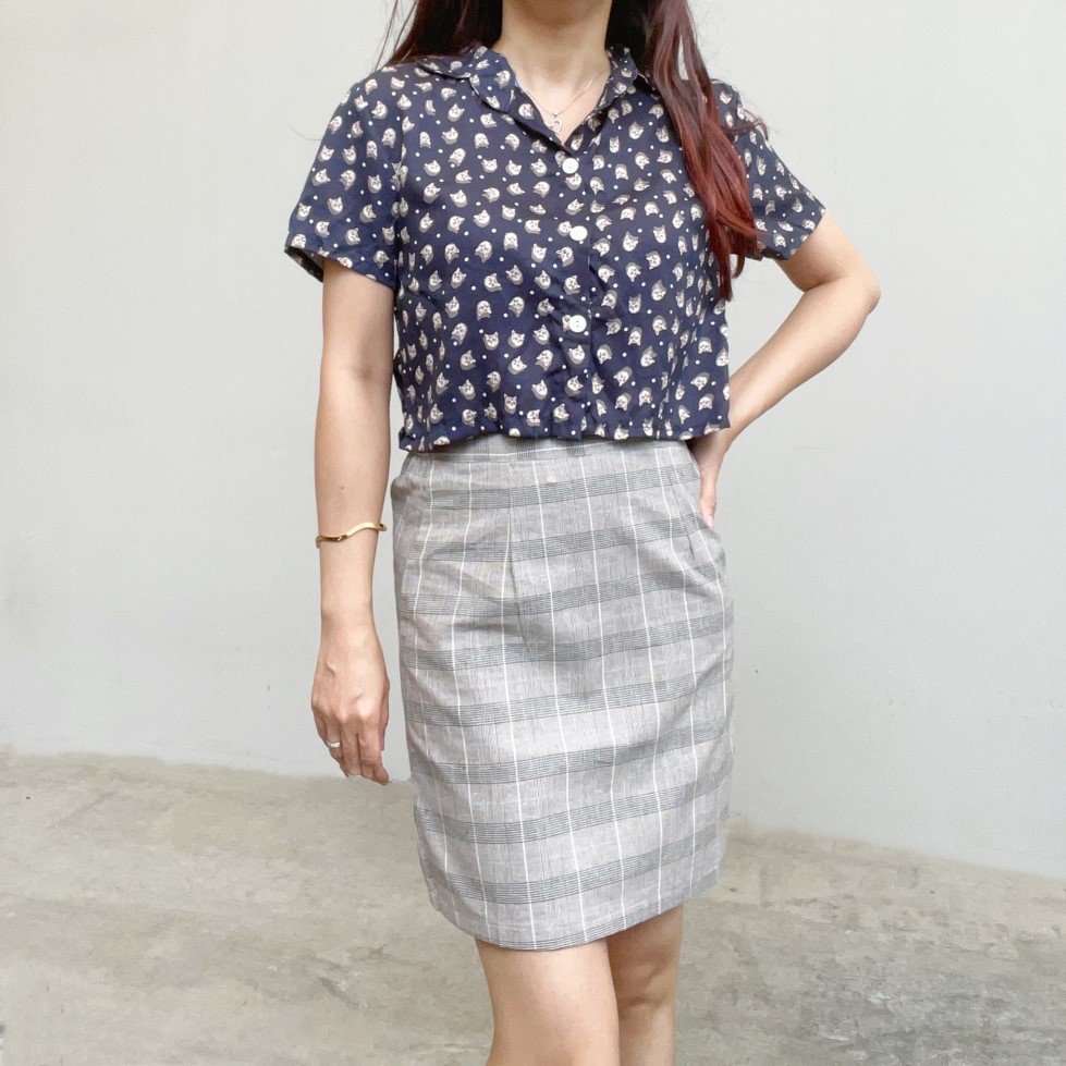 SL321 - Mini Skirt Rok Kotak Kotak Lipit Rok Ulzzang