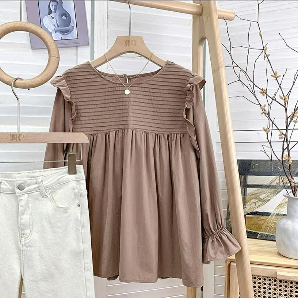 BEFAST - ZFS OOTD wanita Blouse AIZYA / AUFA BLOUSE / Blouse Wanita / Atasan Wanita Lengan Panjang / Blouse Casual / Fashion Wanita Kerja / Blouse Lengan Karet / OOTD Terbaru 2022