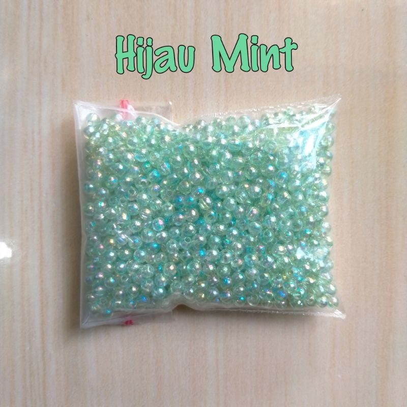 Mote Manik Mutiara Bulat 3 mm Pelangi/AB - 10 Gram