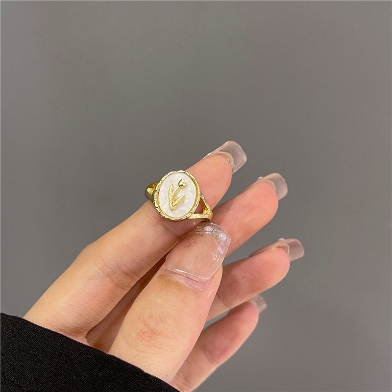 Vintage Tulip Flower Ring Female Ins Acrylic Index Finger Ring