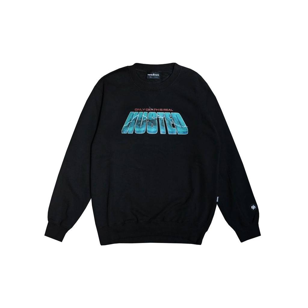 HUSTED YOUTH RAZORED BLACK CREWNECK