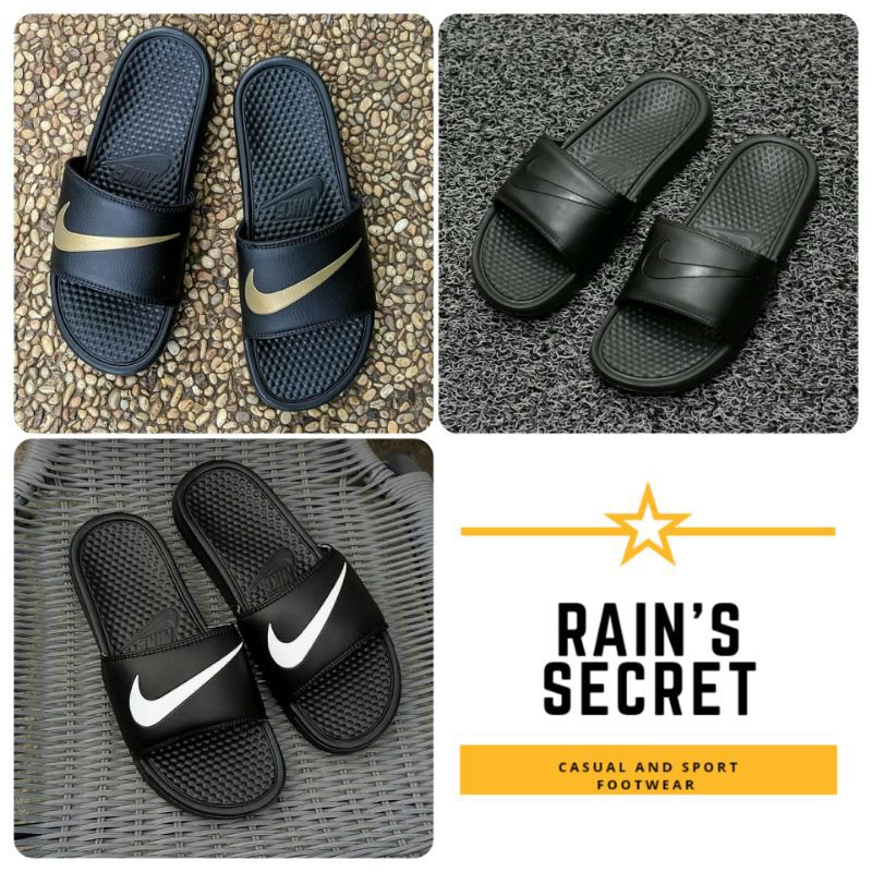 sandal Nike Benassi Full-black, black white, black gold