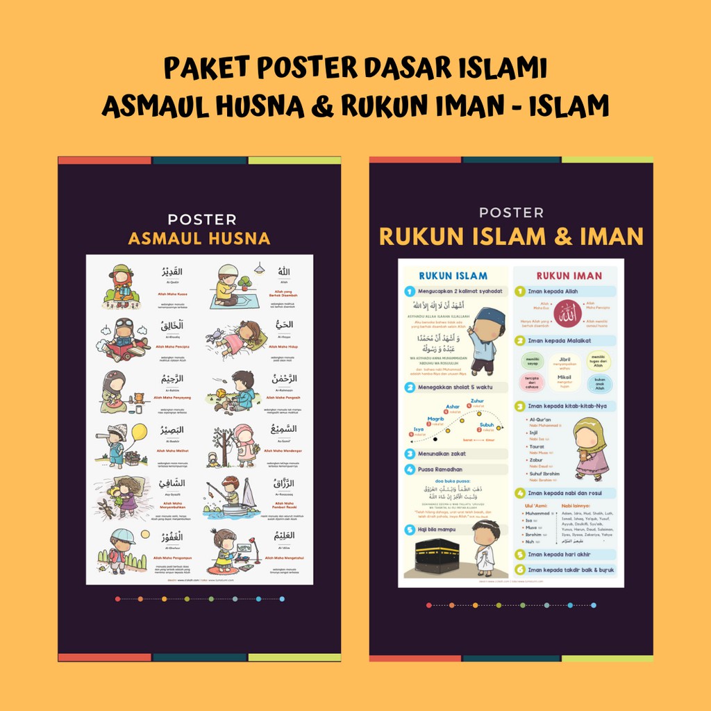 Paket Poster Anak Edukasi Belajar Dasar Islami, Poster ...