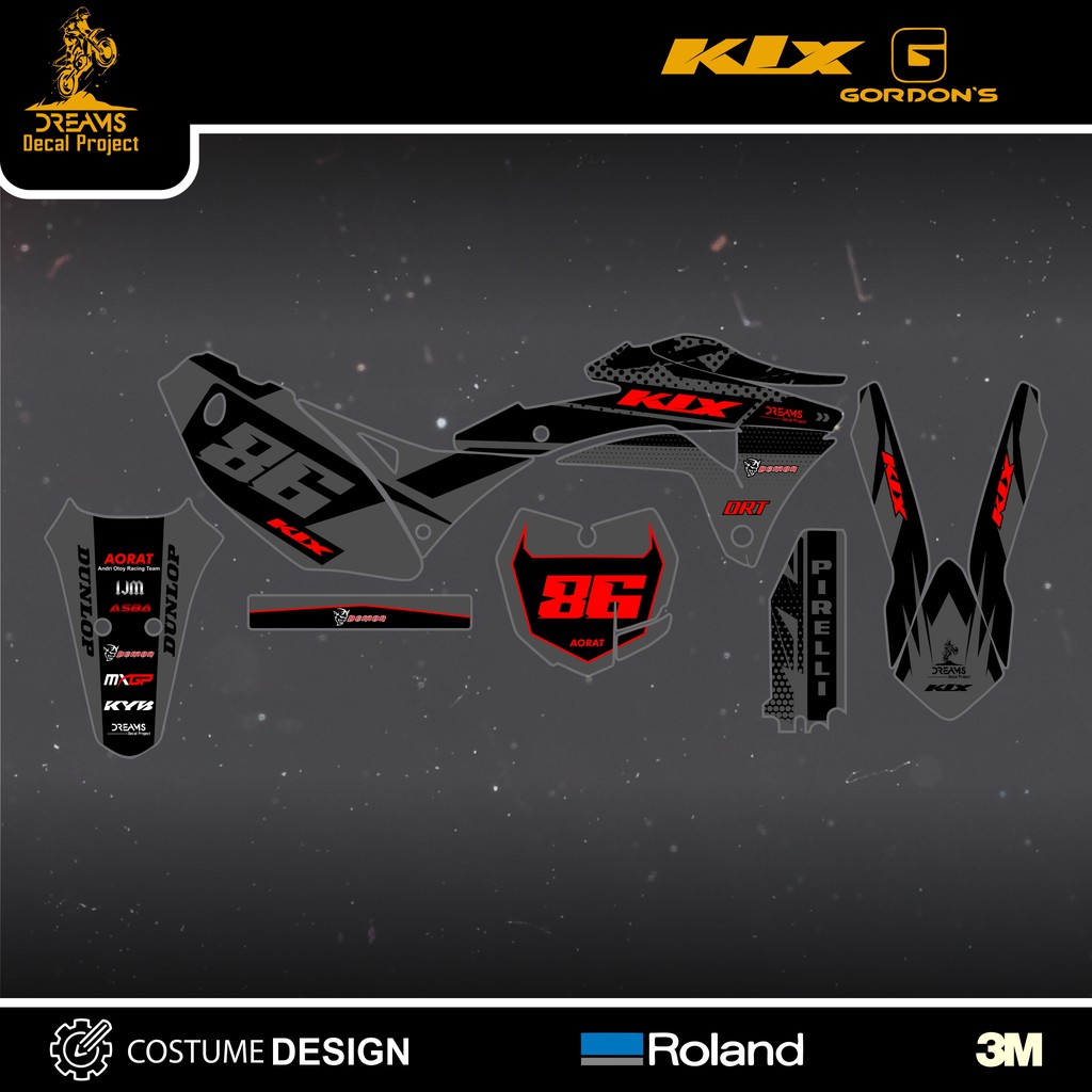 Decal KLX Gordons Hitam Doff