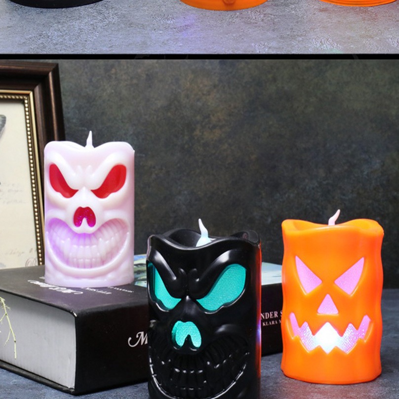 Lampu Lilin LED Motif Labu / Laba-Laba Untuk Dekorasi Halloween