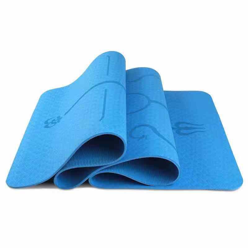 MIISOO NBR Matras Yoga Mat 10mm gym Karpet Senam Yogamat Anti Slip-TPE BLUE GARIS