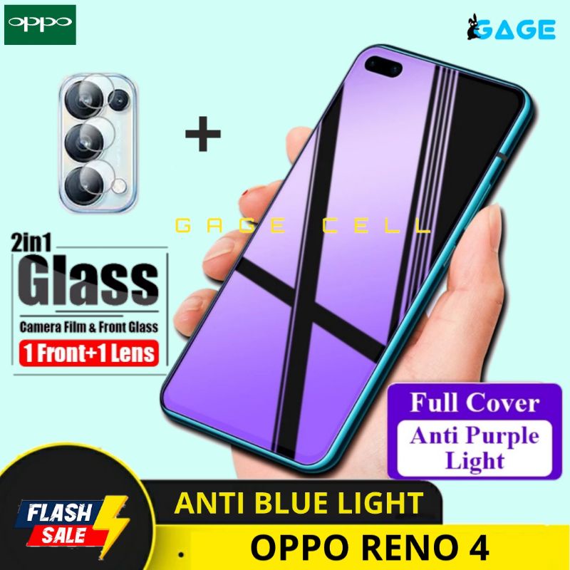 2in1 TEMPERED GLASS ANTI BLUE LIGHT OPPO RENO 4 TG ANTI GORES BLUE RAY OPPO RENO4 SCREEN PROTECTOR