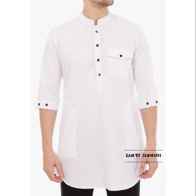Baju Koko Putih Polos Baju Mislim Pria Putih Polos Pakaian Muslim Pria Putih Polos