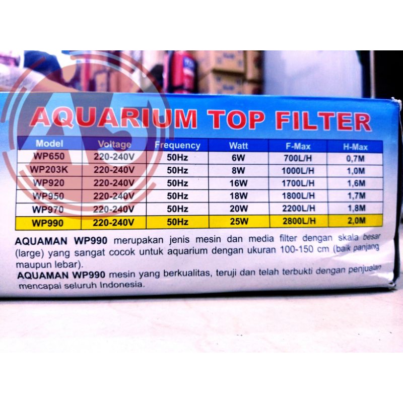 Promo Murah POMPA AQUARIUM BOX FILTER AQUAMAN WP 990