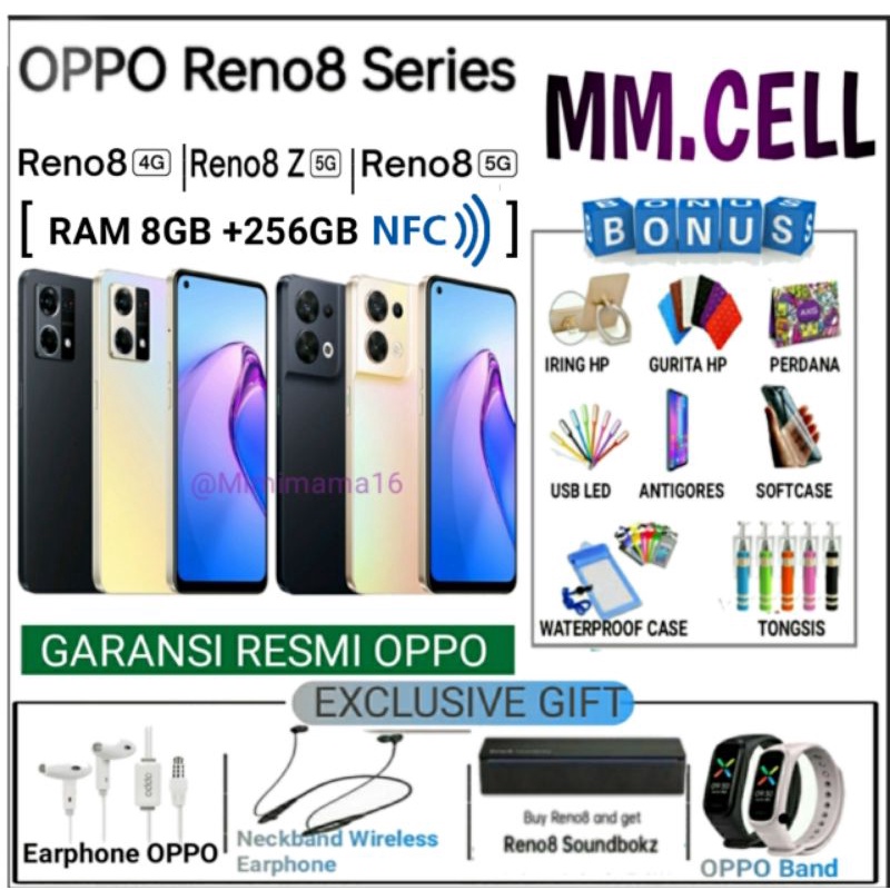 OPPO RENO 8 5G 8/256 | RENO 8Z RENO 8 Z 5G 8/256 | RENO 8 4G 8/256 | RENO8 GARANSI RESMI OPPO INDONESIA