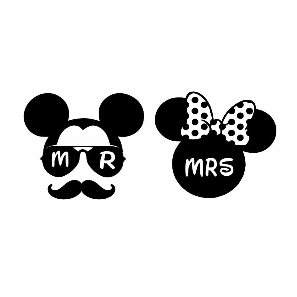 Stiker Cutting MR dan MRS mickey untuk kaca body mobil laptop dll