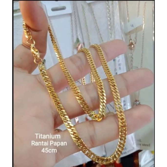 kalung rantai emas titanium panjang 60cm anti karat