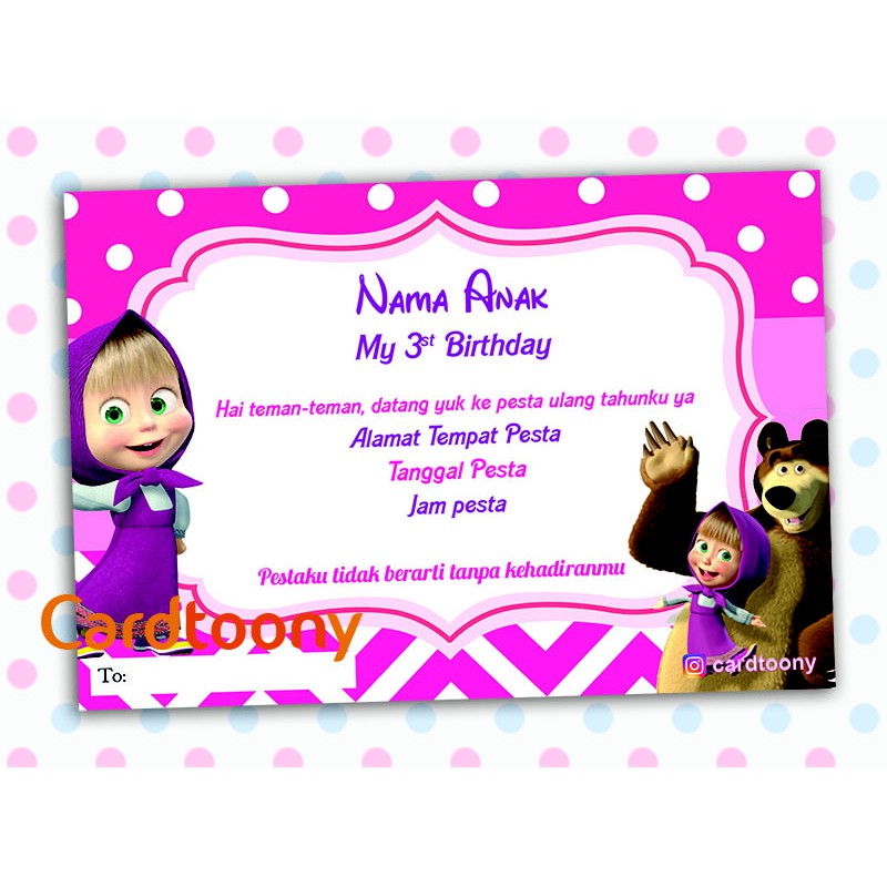 Kartu Undangan Ulang Tahun Masha And The Bear (Birthday Invitation)