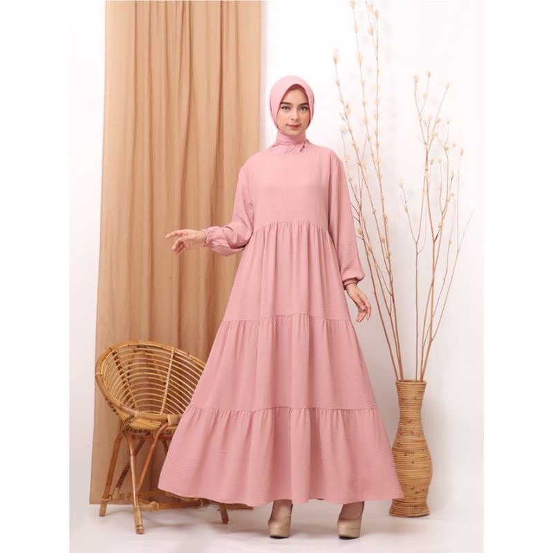 AMARA HOMEY DRESS MAXY / BASIC BASIKA HOMEY DRESS RAYON-Peach