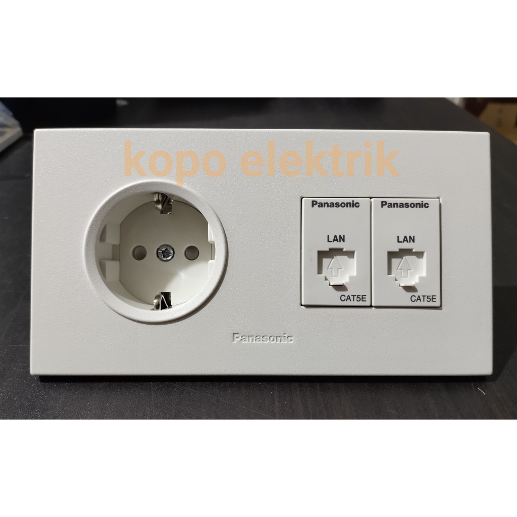 Panasonic Stopkontak + Double Outlet Data CAT5E Style White Minimalis