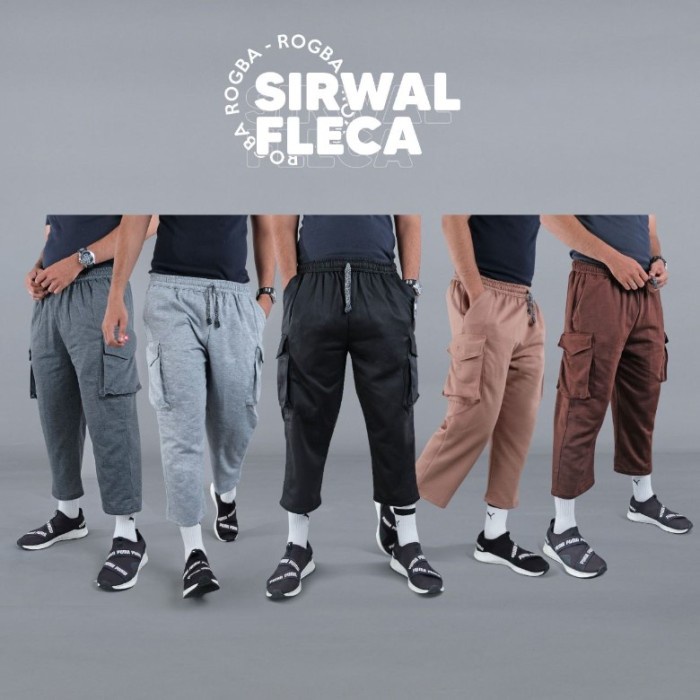 Sirwal Fleca ROGBA Celana Sirwal Fleece Sporty Cargo Kargo Pria Dewasa