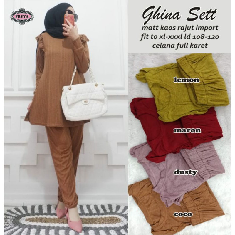 Ghina Set By:Freya/Gamis/Tunik/Atasan Muslim Wanita/Fashion Muslim Wanita