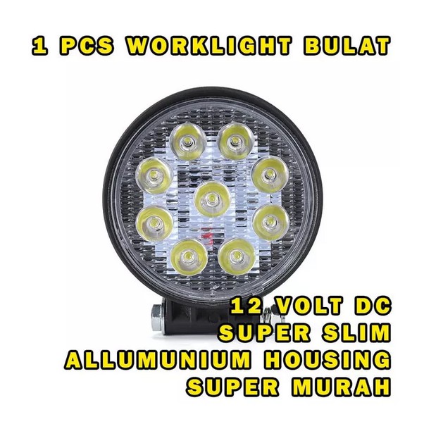 Led LAMPU TEMBAK sorot model BULAT 9 mata titik worklight led universal mobil motor 27 watt