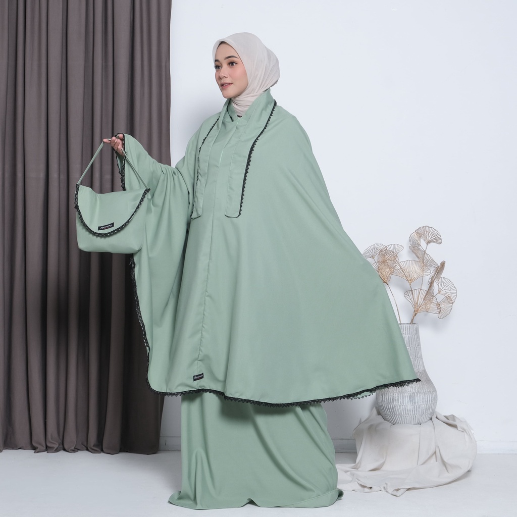 Mukena Dewasa 3 In 1 Traveling Katun Premium-Light Green