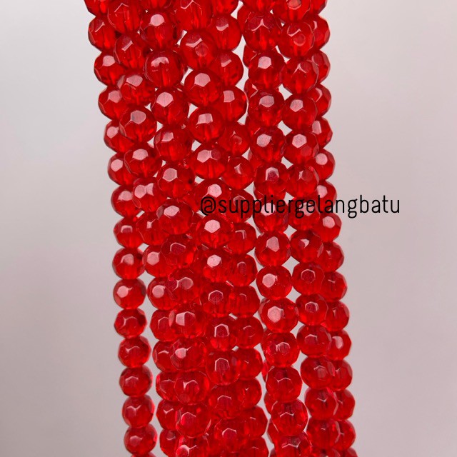 kristal bola dunia cutting 8mm RED quartz merah kuarsa ceko bulat