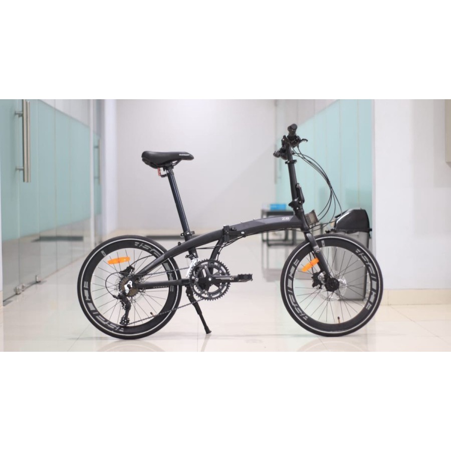Sepeda Lipat Element ECosmo Z8 2x8 Speed 20  Shimano hidrolic Frame Alloy Garansi Kredit Cicil COD-Black