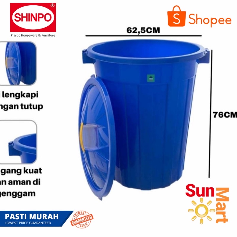 Jual Termurah Ember Plastik Tutup Tempat Sampah Plastik Shinpo 120 Liter Shopee Indonesia 5359