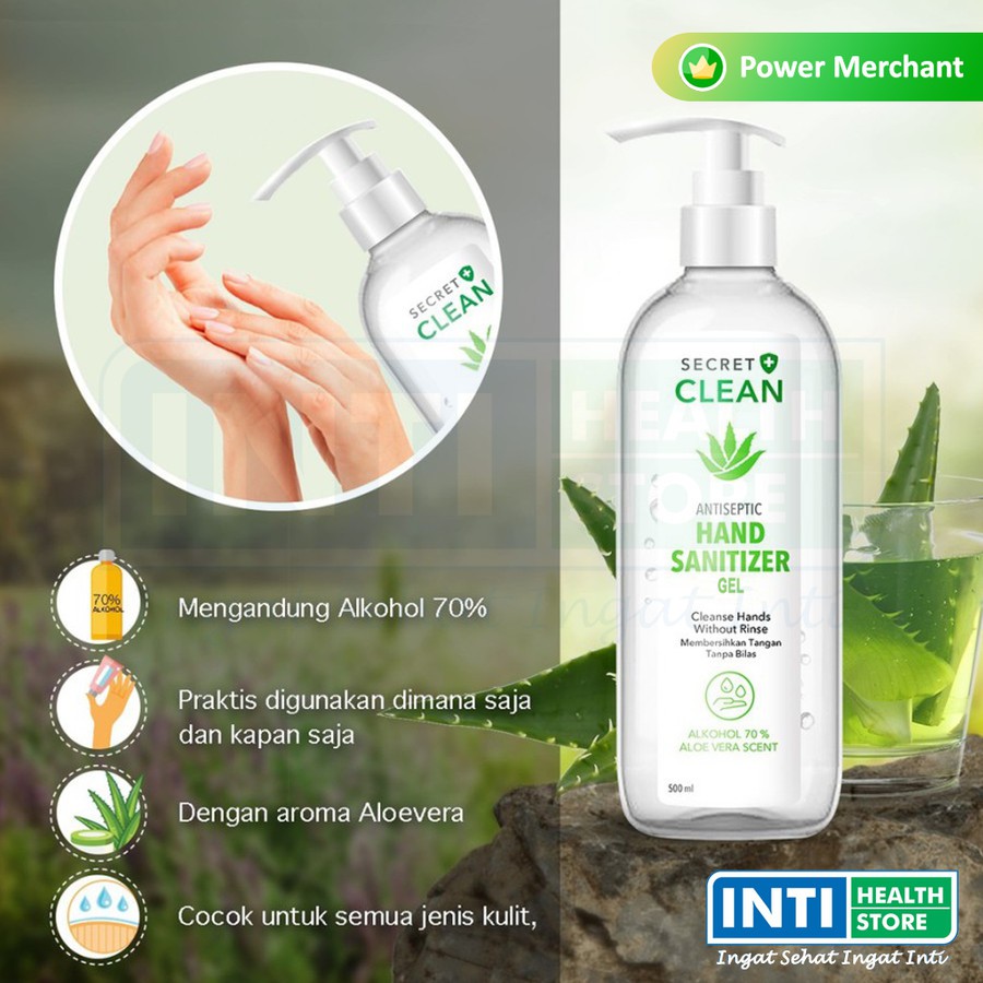 Secret Clean | Antiseptic Hand Sanitizer Gel | Aseptic Gel 500 ml