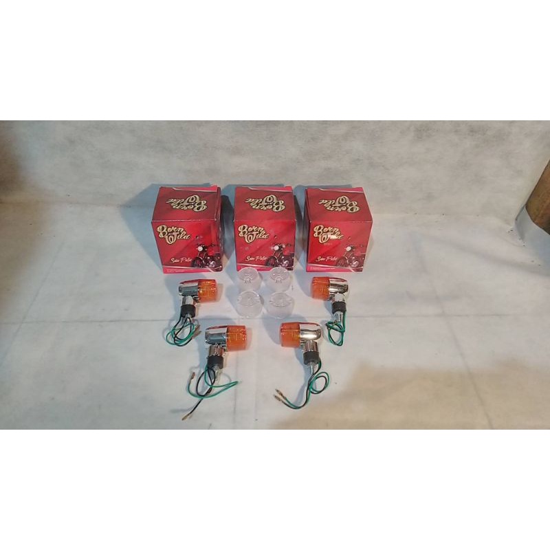 Sein Riting bulat palu lampu depan belakang palu bulat chrome 4 pcs Double Mika BORN FREE c70 gl cb 