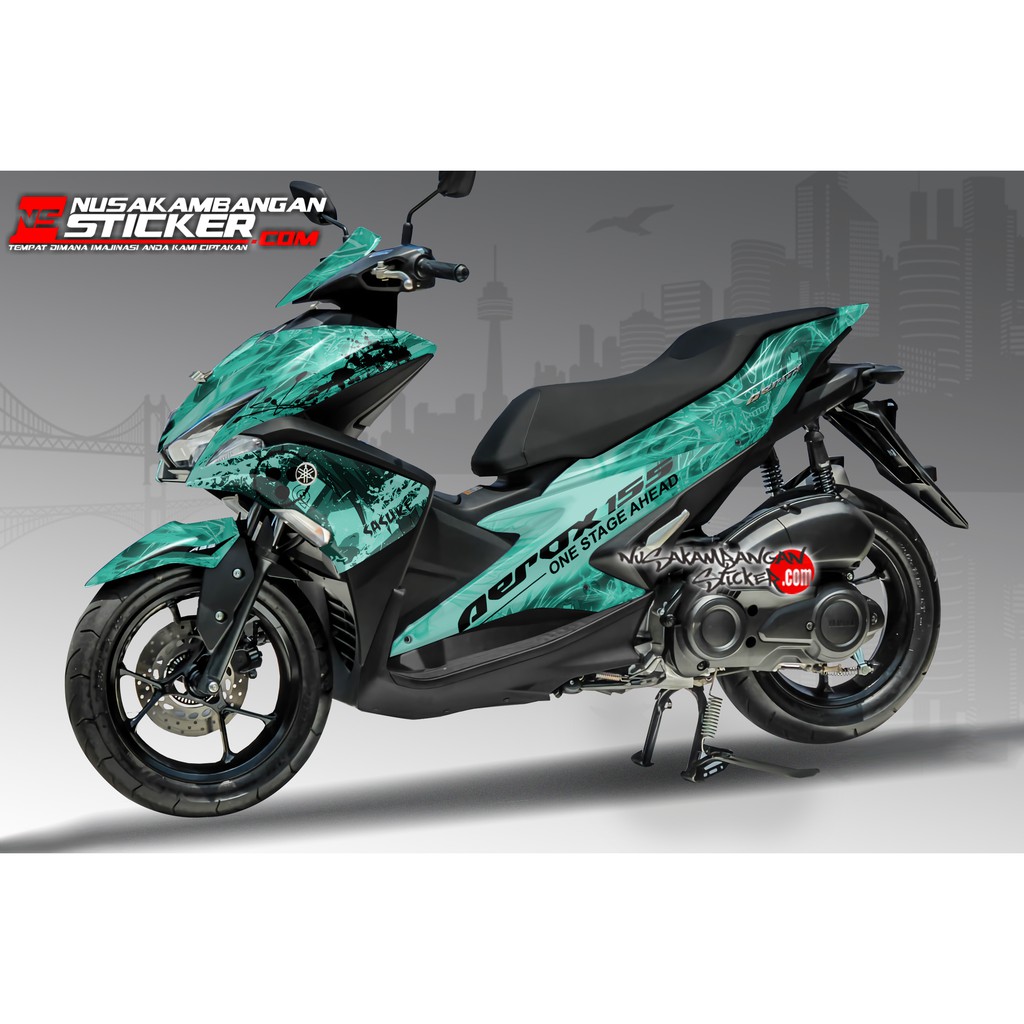 Decal Stiker Motor Yamaha Aerox Full Body Saringgan Hijau Racing Team Sticker Custom Variasi Motif K