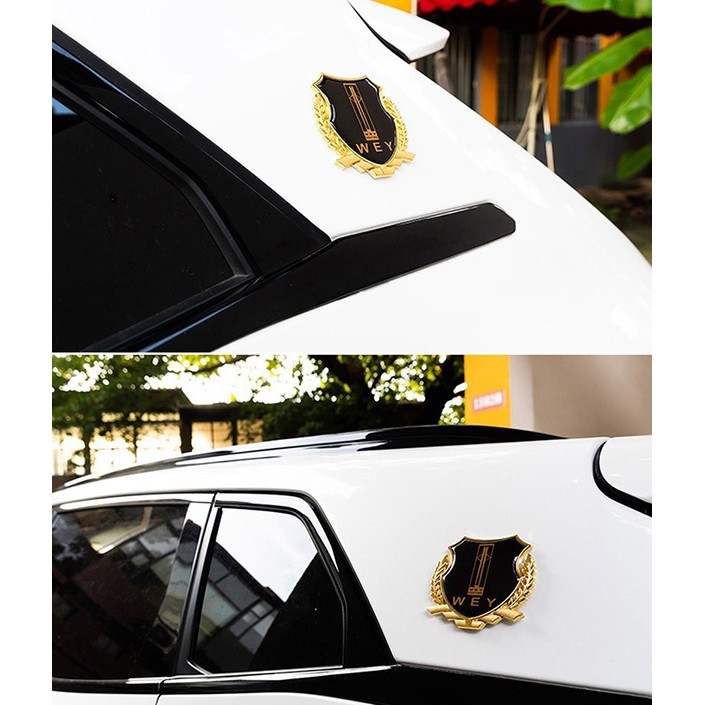 2Pcs Stiker Emblem / Badge Metal 3D Untuk Jendela Samping Mobil Toyota Honda Nissan VIP Mazda