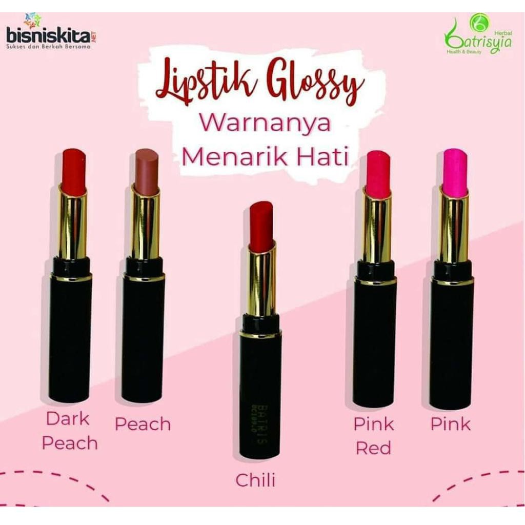 Lipstick Glossy Pink Red Batrisyia / Lipstik Premium Batris