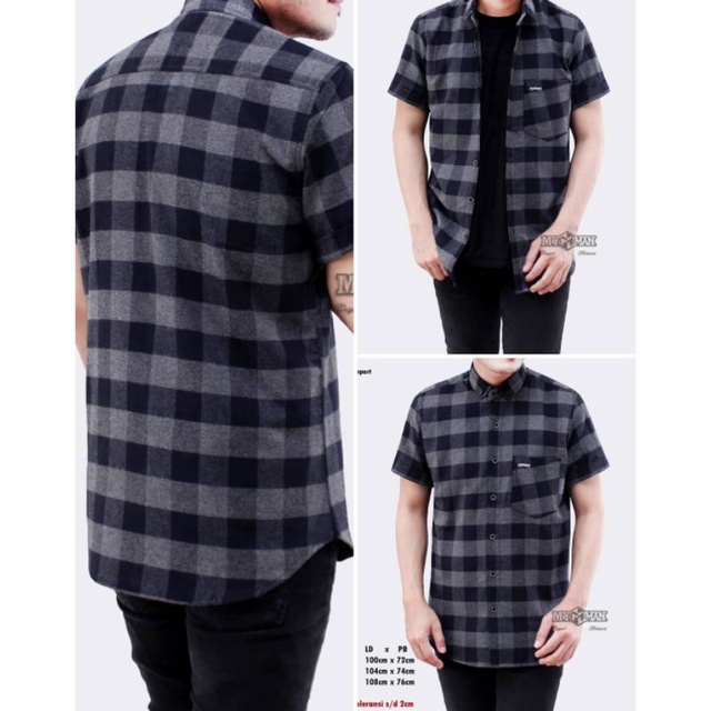 Kemeja Flanel Lengan Pendek Kotak Kotak Premium Unisex Quality