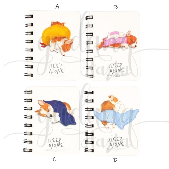 Notebook A7 Spiral Dog Sleep Alone Buku MIni Motif Corgy Lucu GH 308554