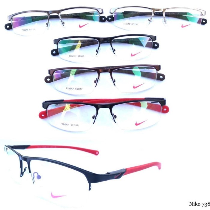 Kacamata Minus Pria - Kacamata Frame Minus Pria Titanium Half Sporty Nike 7386