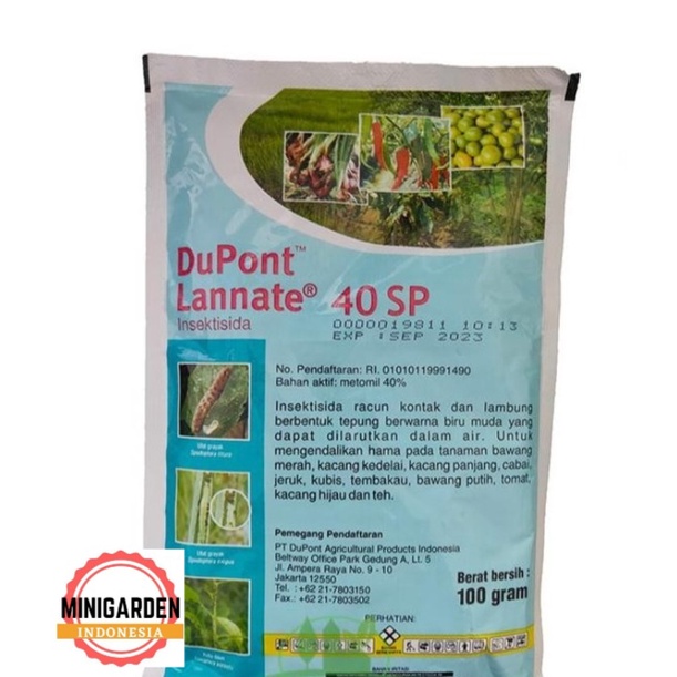 DUPONT LANNATE BIRU 40SP 100GRAM insektisida obat pembasmi ulat grayak