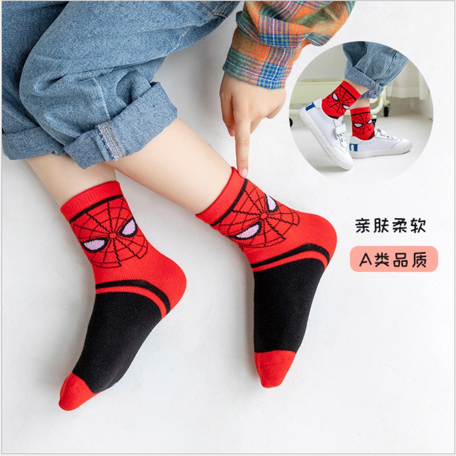 Chubby Glory SC2122 Kaos kaki anak motif karakter Spiderman ukuran PAUD /TK &amp; SD kaos kaki anak laki laki perempuan bahan bagus termurah kaki anak 1-12tahun Import Kaos Kaki Anak Lucu